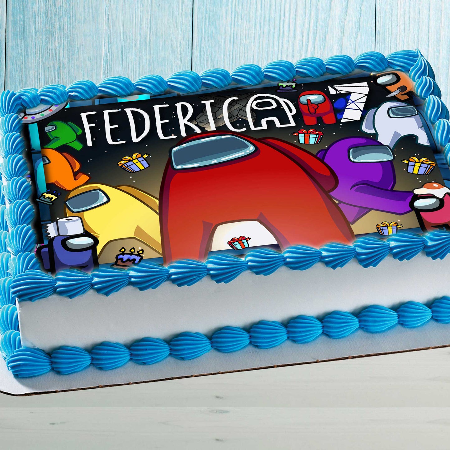 Among Us Edible Cake Topper β Birthday Party Decoration β Video Game Theme β Wafer, Sugar Sheet, Chocotransfer
