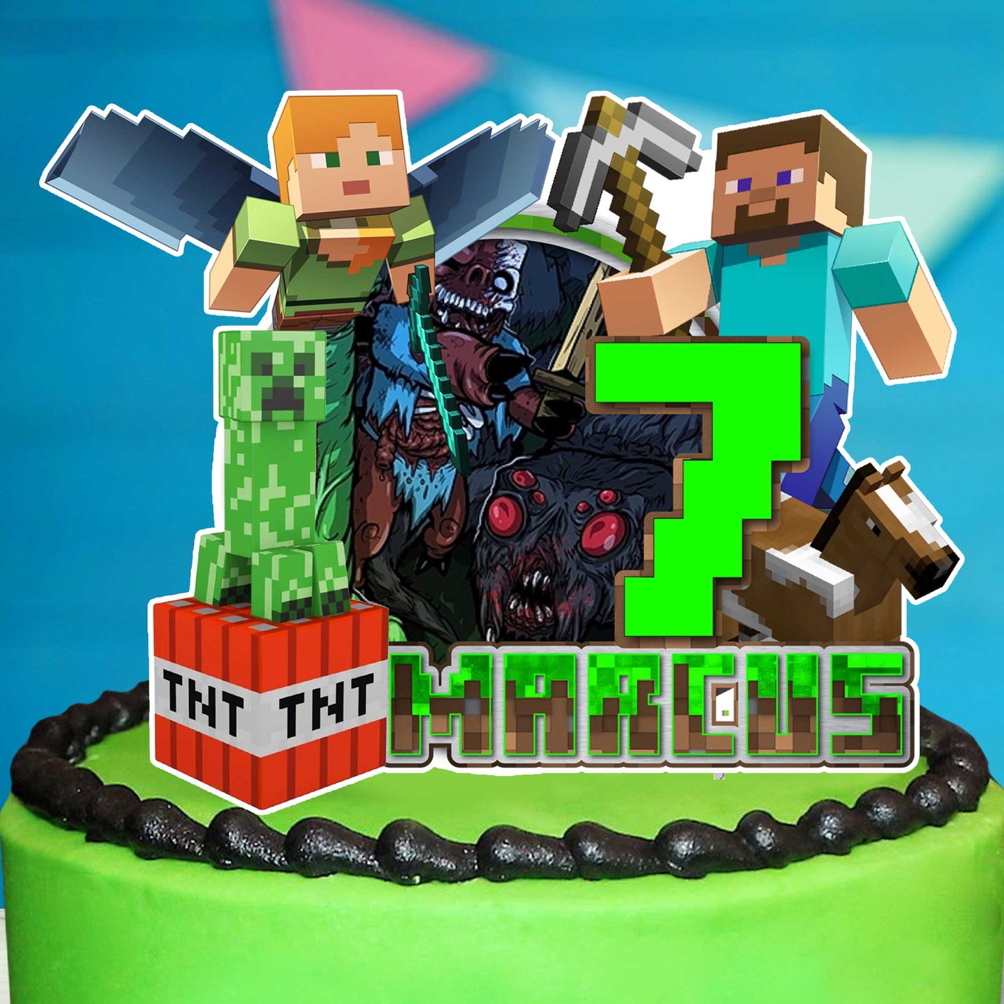 Personalised Minecraft Cake Topper - The Perfect Addition to Your Minecraft Themed Party!