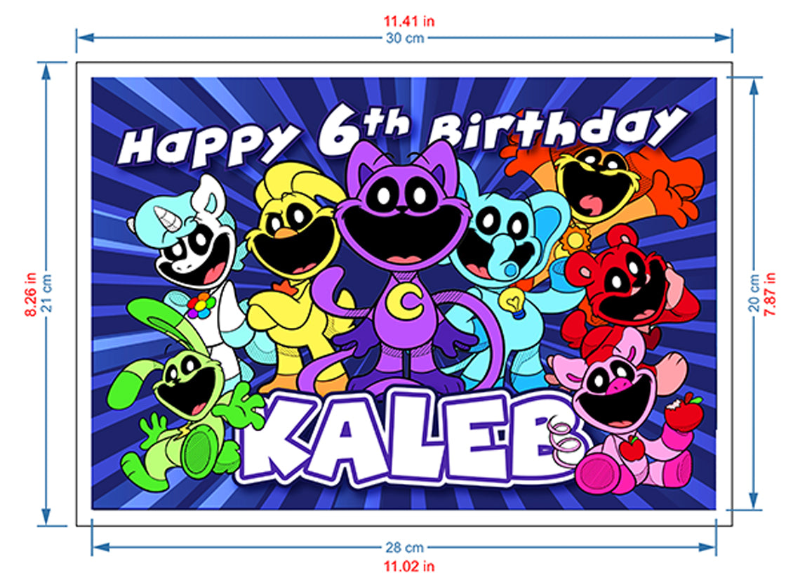 CatNap Birthday Themed Edible Cake Topper - Rectangular Design - Wafer Paper, Sugar Sheet, Chocotransfer
