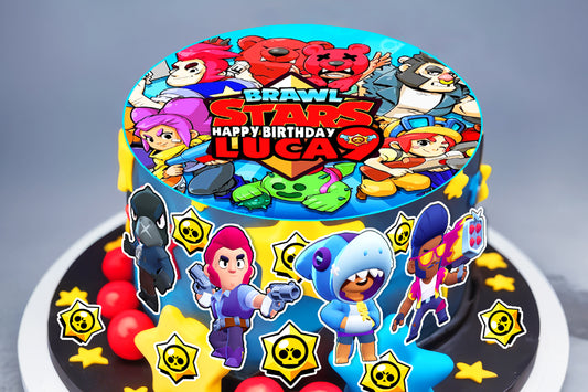 Collection of 13 Pre-cut Brawl Stars Edible Cake Toppers: Choose from Wafer Paper, Sugar Sheet, or Uncut Chocotransfer Options