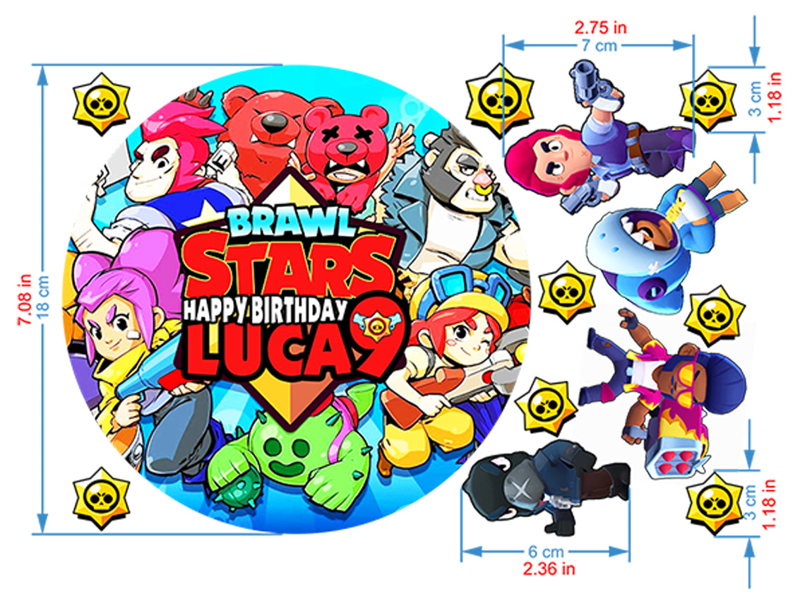 Collection of 13 Pre-cut Brawl Stars Edible Cake Toppers: Choose from Wafer Paper, Sugar Sheet, or Uncut Chocotransfer Options