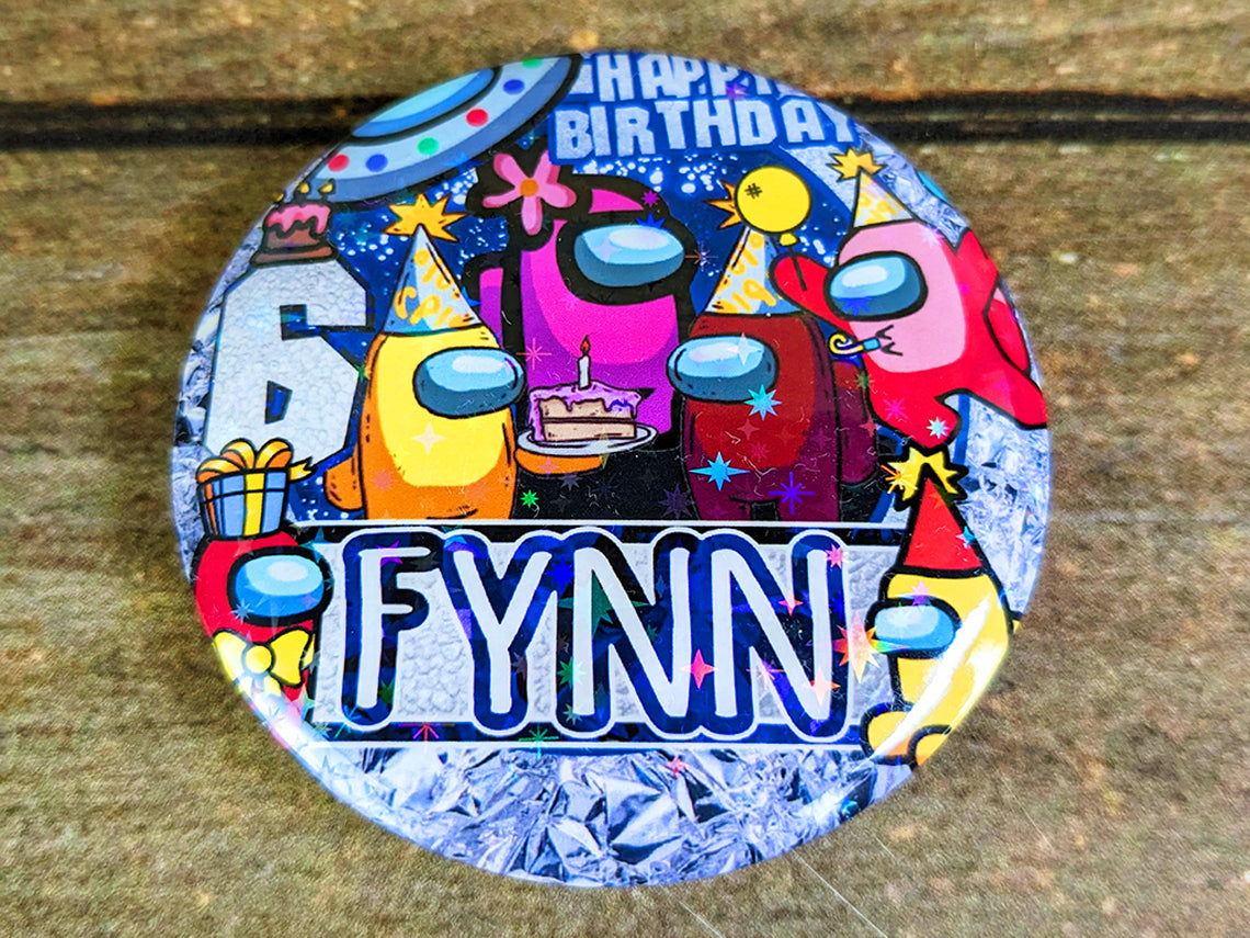 Personalized Among Us Crewmate Birthday Button Badge | Custom Among Us Birthday Badge | Personalized Crewmate Pin | Celebration Among Us Button Badge