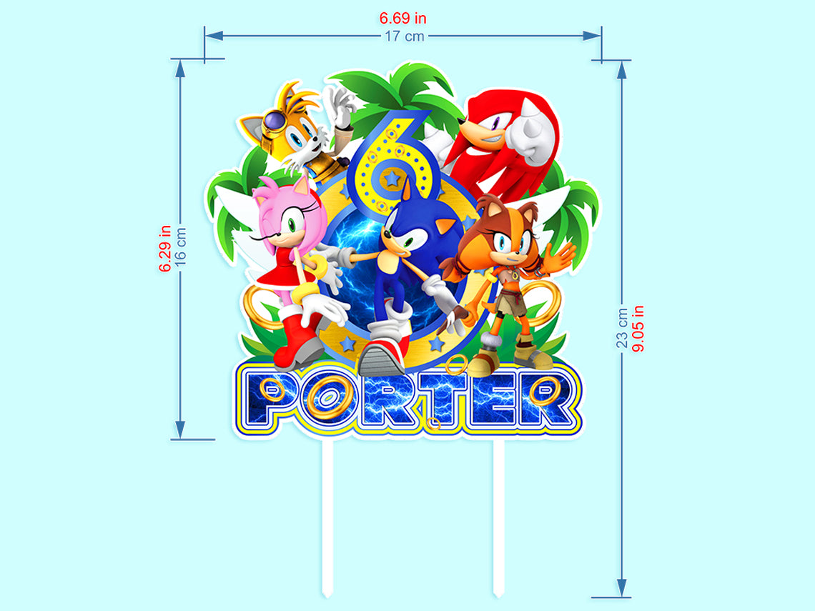 Customized 3D Printed Sonic Cake Topper - Perfect for Celebrating Sonic-Inspired Birthdays and Parties!