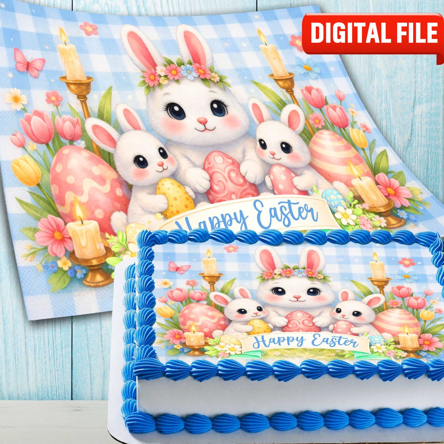 Easter Edible cake topper digital file – custom name and age for birthday cake