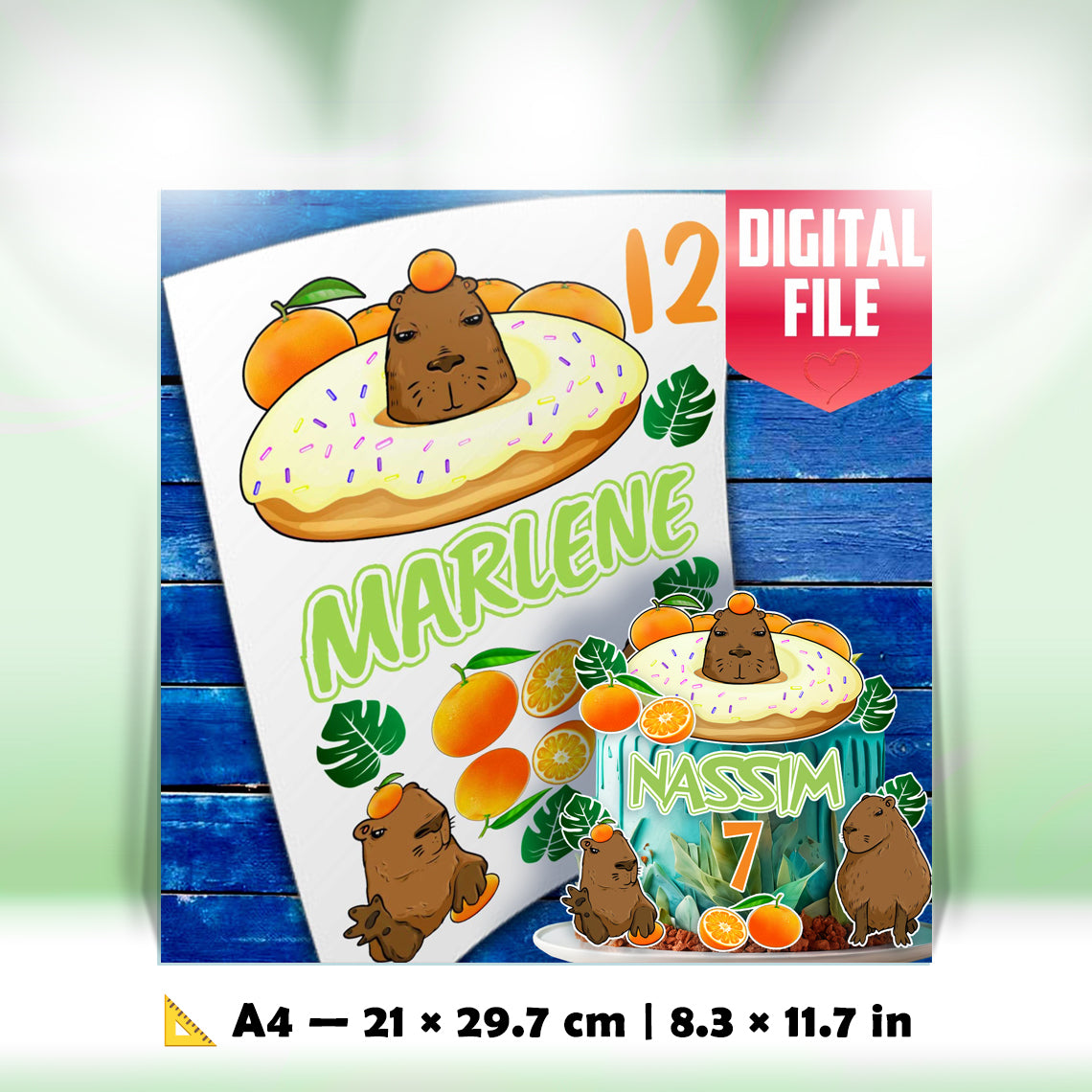 Capybara Edible Cake Toppers Set of 11 β Cute Animal Birthday Cake Decorations β Precut & Ready to Use