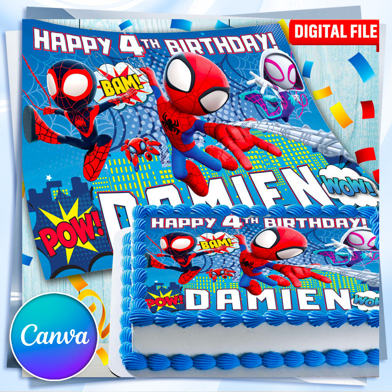 Spidey Birthday Cake Topper β Edible Image for Kids Party β Superhero Spider Theme β Wafer, Sugar Sheet, Chocotransfer