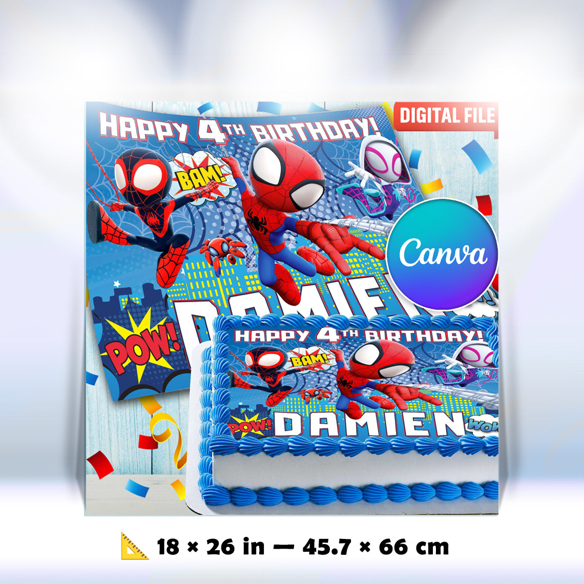 Spidey Birthday Cake Topper β Edible Image for Kids Party β Superhero Spider Theme β Wafer, Sugar Sheet, Chocotransfer
