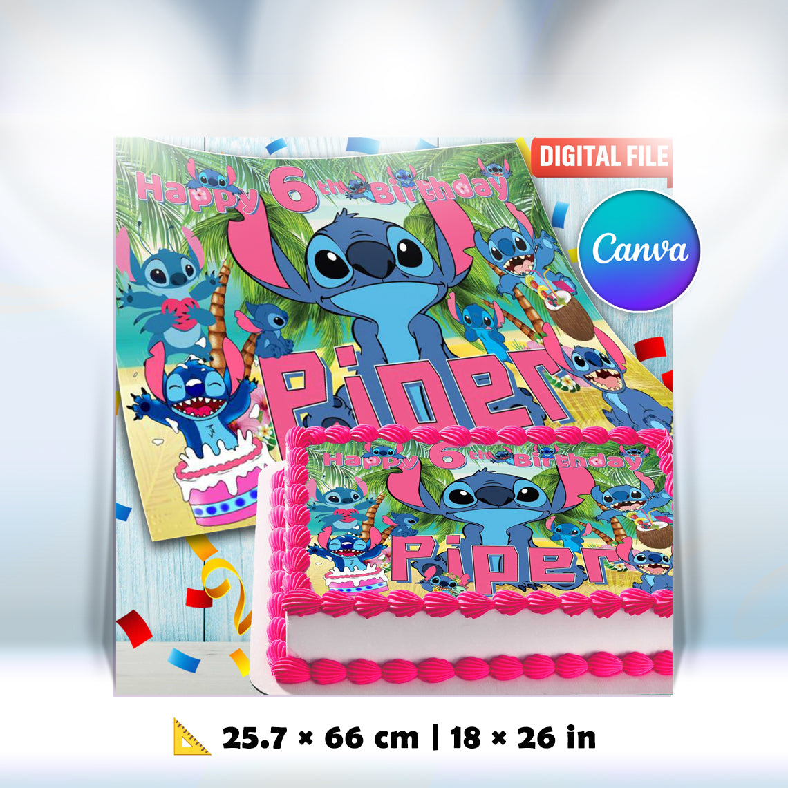 Stitch Birthday Cake Topper β Edible Image for Kids Party β Blue Alien Theme β Wafer, Sugar Sheet, Chocotransfer