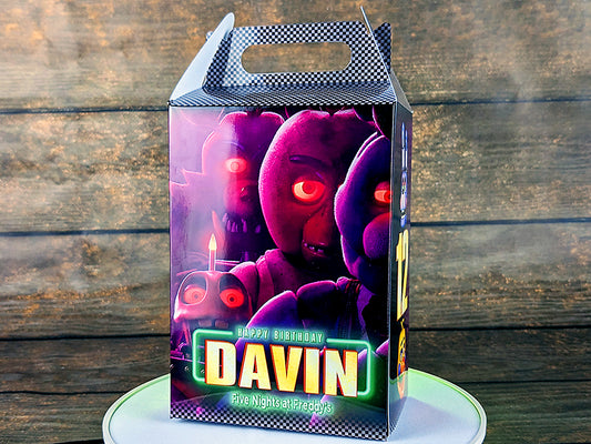 Five Nights at Freddy's Themed Gable Box: Personalized Meal Box for Burger & Fries Party Favors! Perfect for Birthdays, Weddings, and More!