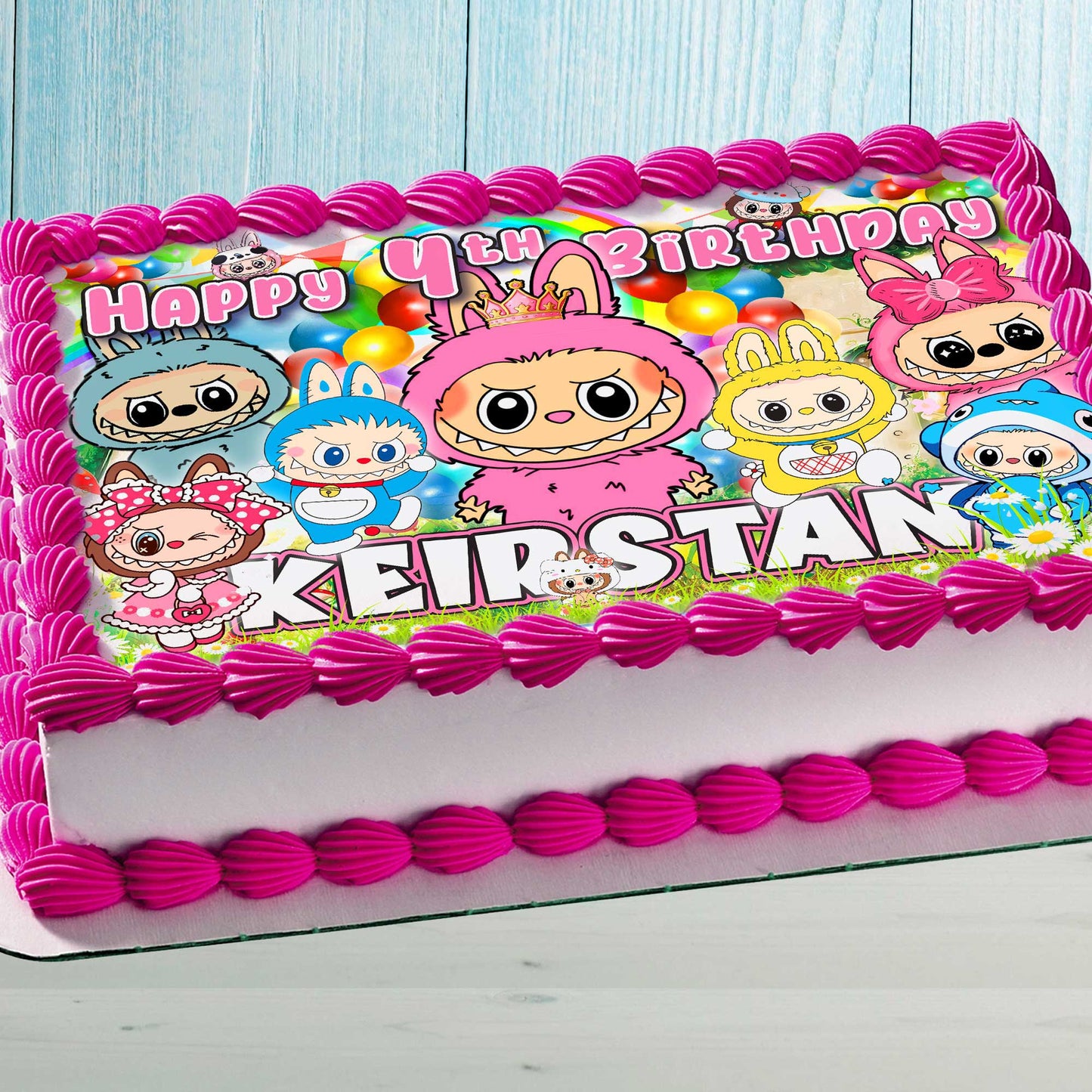 Labubu Birthday Cake Topper β Edible Image for Kids Party β Cute Forest Monster Theme β Wafer, Sugar Sheet, Chocotransfer