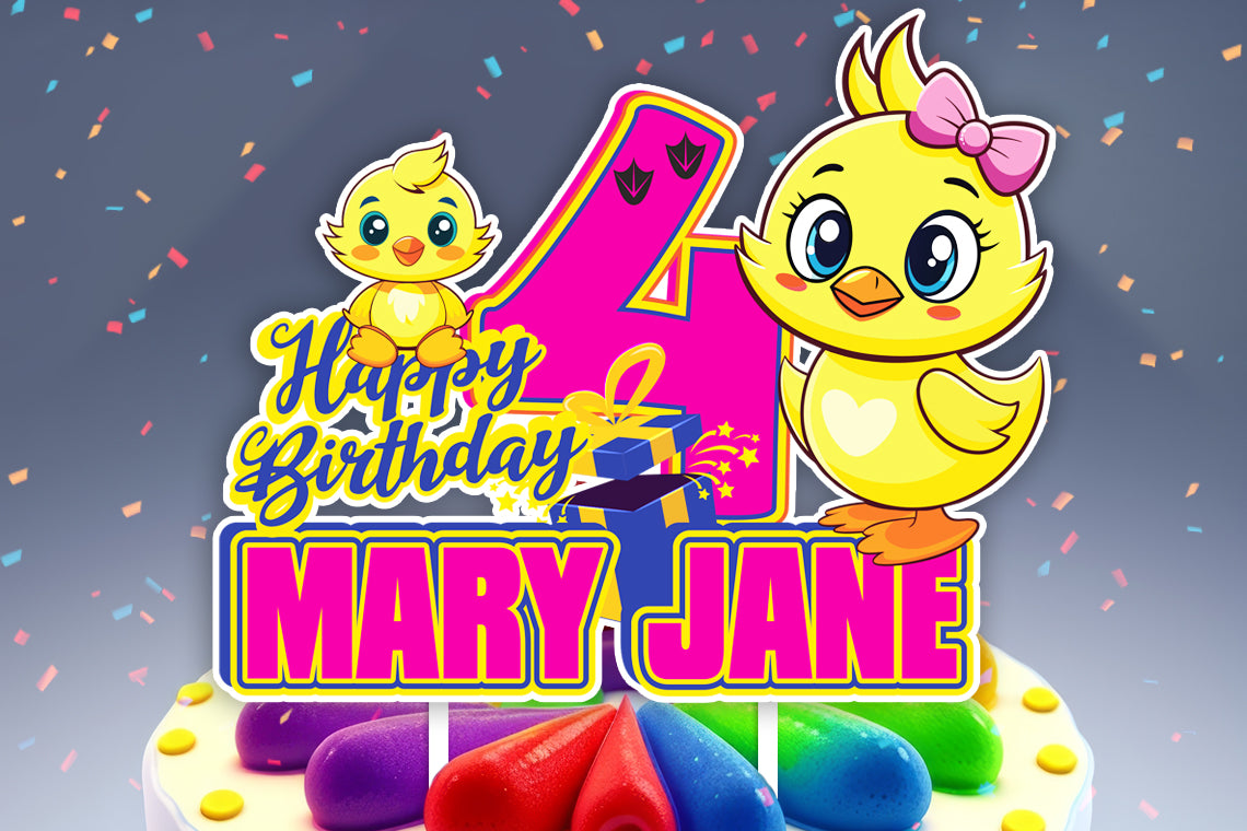 Personalisierter 3D-gedruckter Enten-Party-Kuchenaufsatz – ideal für Geburtstage und Partys mit Entenmotiv!