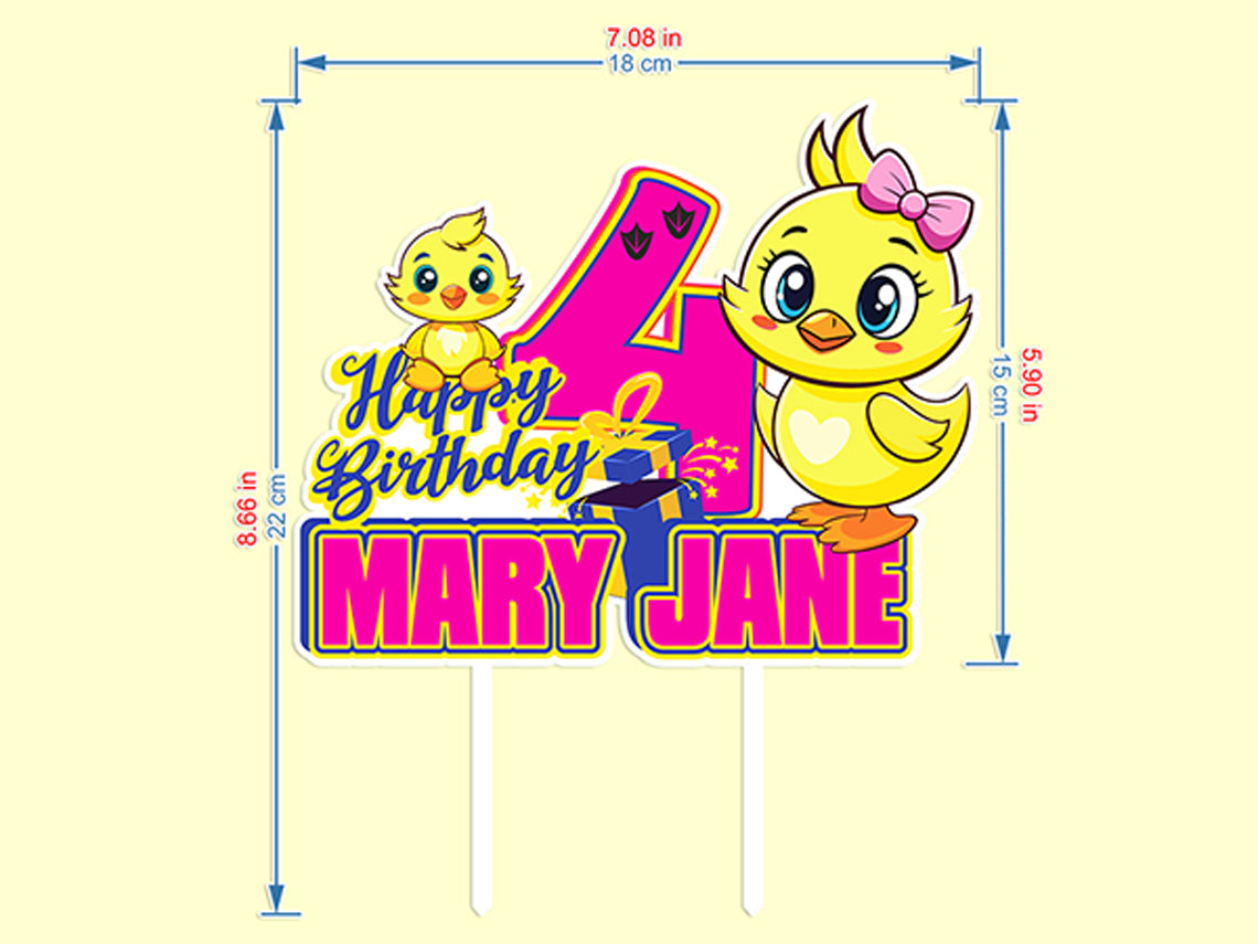 Personalisierter 3D-gedruckter Enten-Party-Kuchenaufsatz – ideal für Geburtstage und Partys mit Entenmotiv!