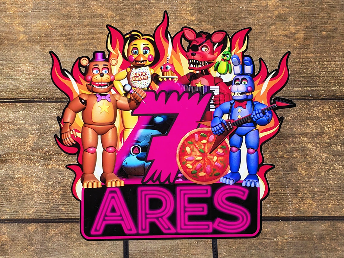 Personalised 3D Printed Five Nights at Freddy’s Cake Topper - Ideal for FNaF-Themed Birthdays and Parties!
