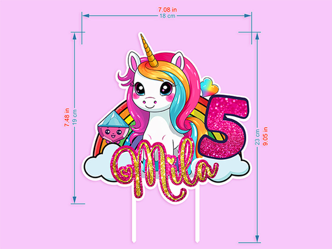 Personalised 3D Printed Magical Unicorn Cake Topper - Ideal for Unicorn-Themed Birthdays and Parties!