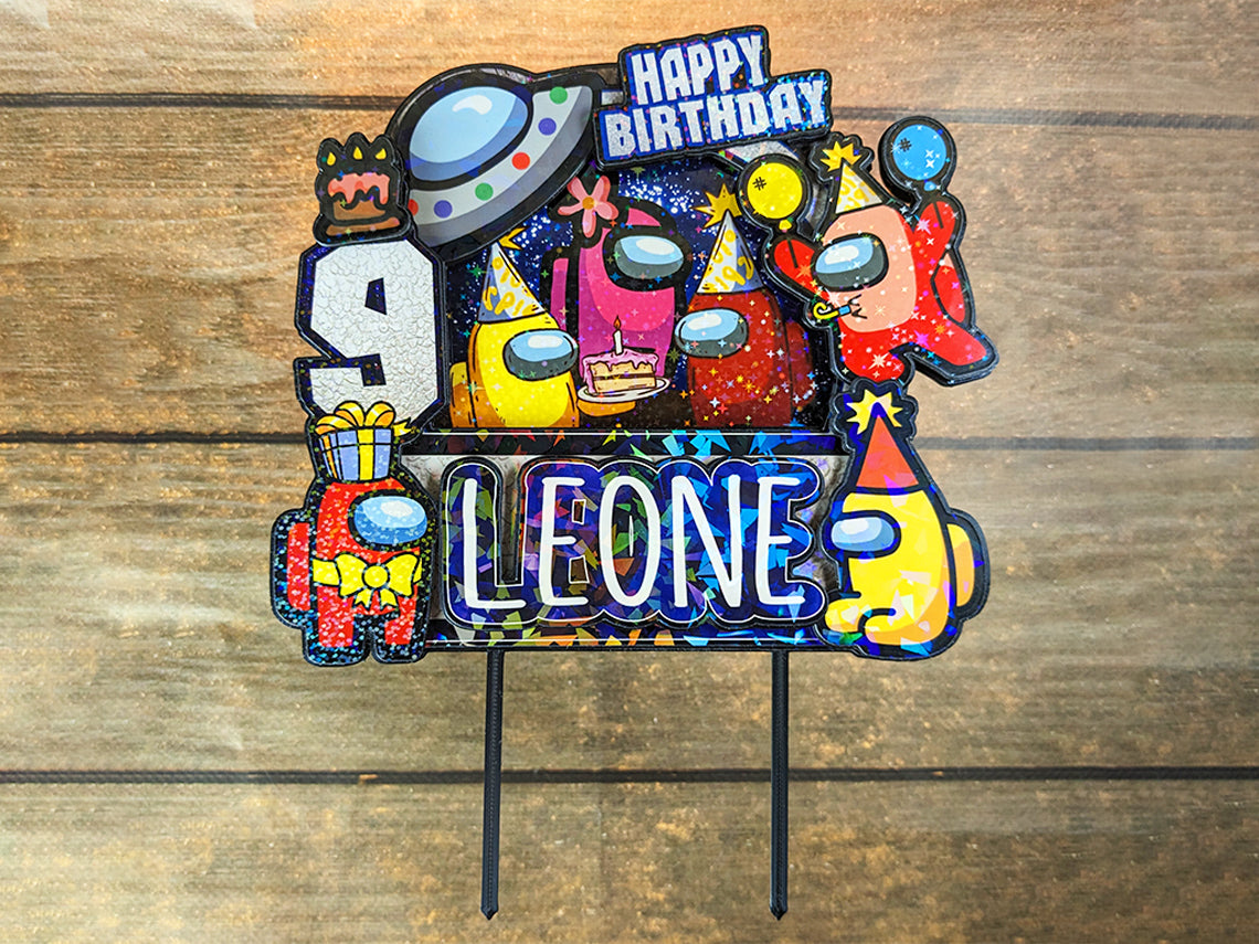 Personalised Among Us Cake Topper - The Perfect Addition to Your Among Us Themed Party!