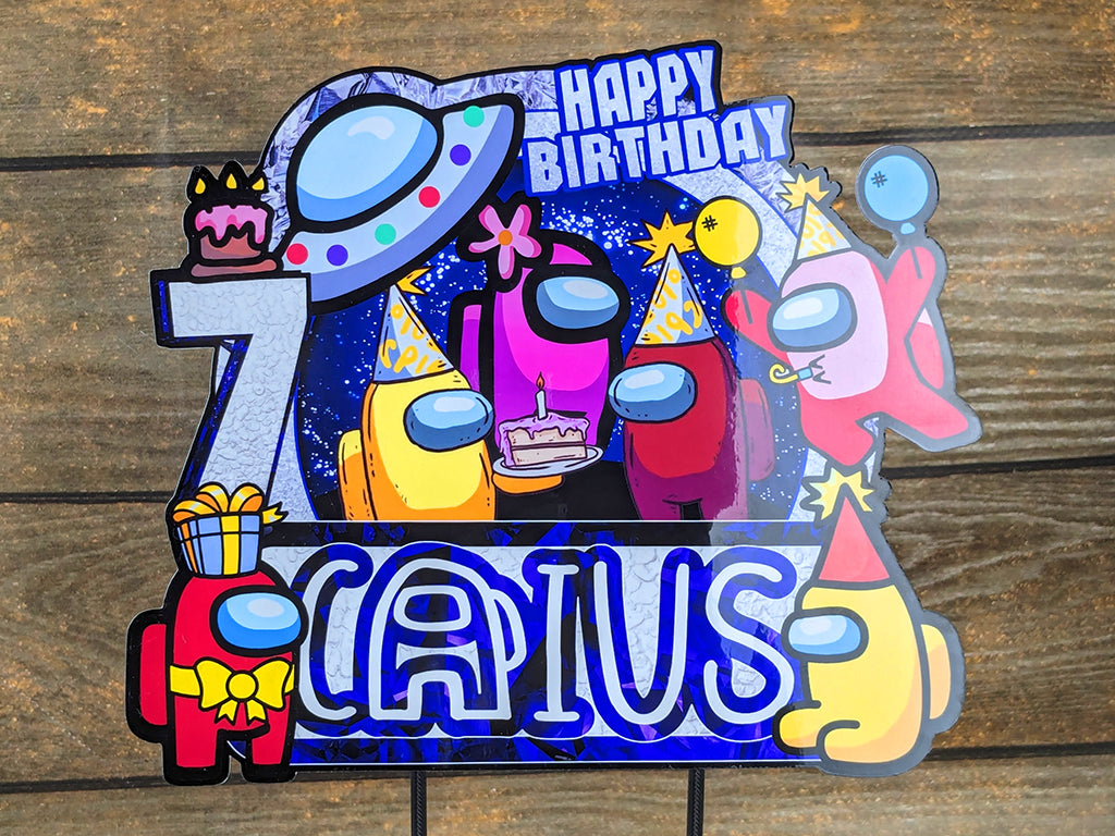 Personalised Among Us Cake Topper - The Perfect Addition to Your Among Us Themed Party!