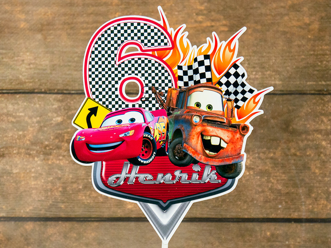 Personalised Disney Pixar Cars Lightning McQueen Cake Topper - The Perfect Addition to Your Disney Pixar Cars Themed Party!