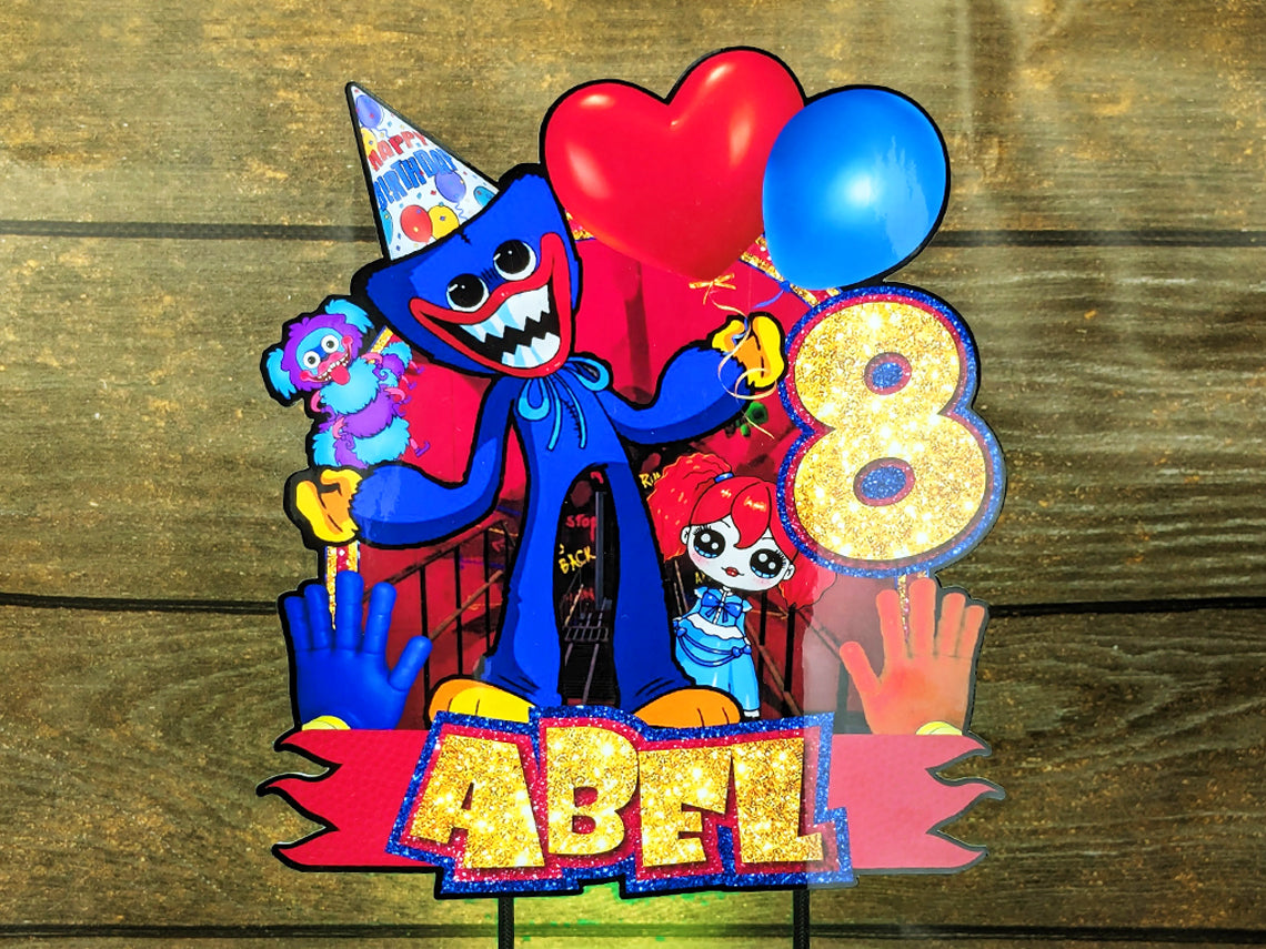 Personalized 3D Printed Huggy Wuggy Cake Topper - Ideal for Huggy Wuggy-Themed Birthdays and Parties!