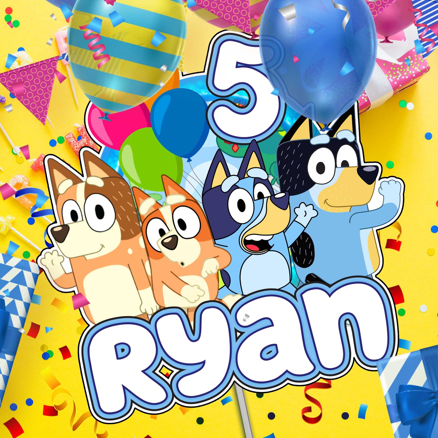 Personalisierter Bluey-Kuchenaufsatz – die perfekte Ergänzung für Ihre Bluey-Mottoparty!