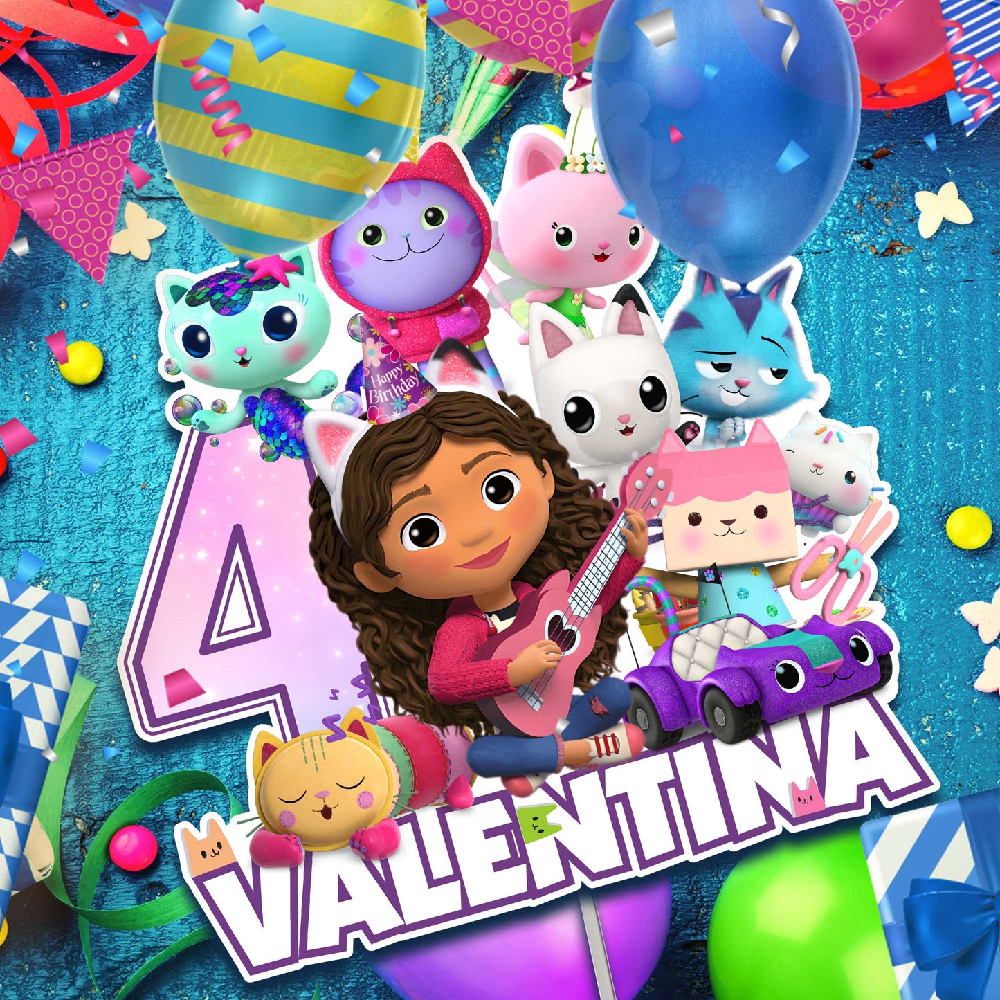 Gabbys Dollhouse Cake Topper Personalized Name & Age β Custom Birthday Party Decoration