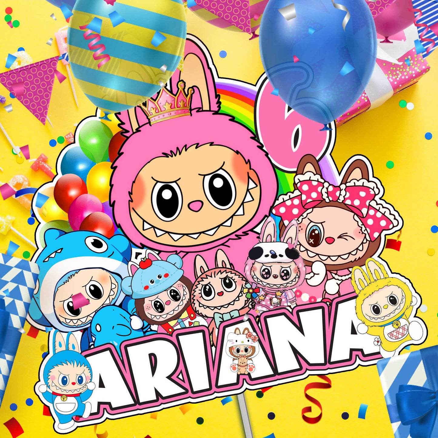 Personalized Labubu Cake Topper – The Perfect Addition to Your Labubu Themed Party!