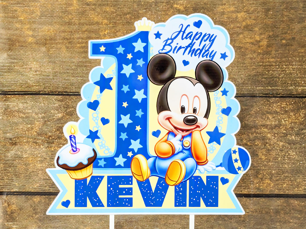 Personalized Mickey Mouse Cake Topper - Perfect Enhancement for Your Mickey Mouse Themed Celebration!