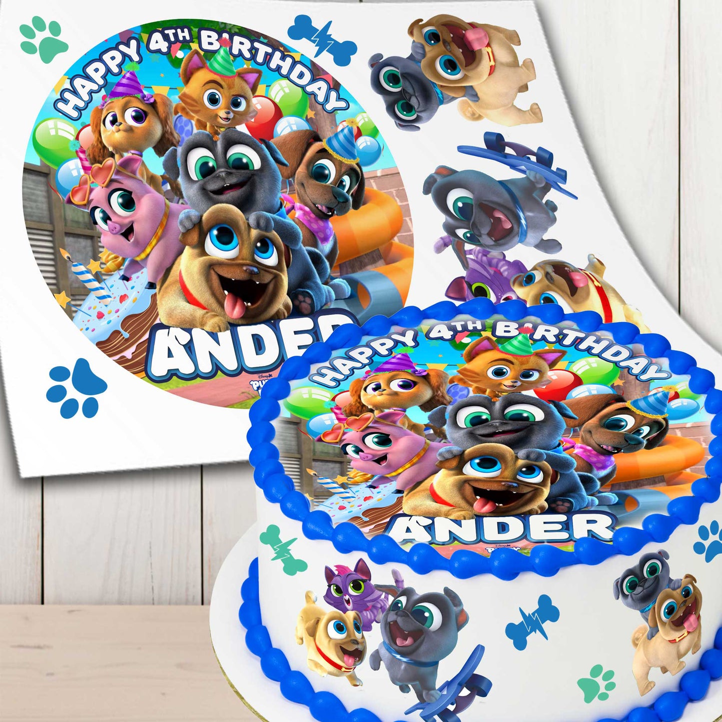 Puppy Dog Pals Precut Edible Cake Topper β Cute Cartoon Birthday Party Decoration for Kids