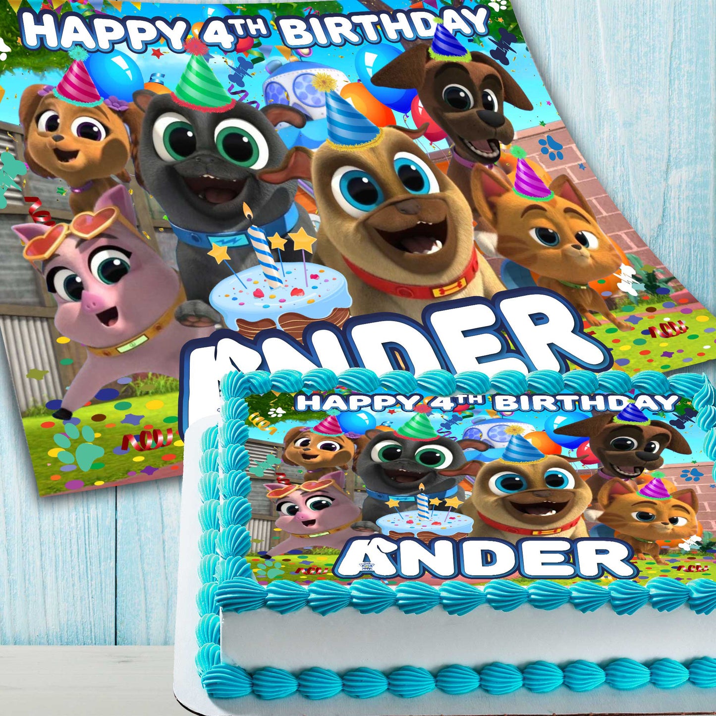 Puppy Dog Pals Edible Cake Topper β Cute Cartoon Puppy Birthday Decoration for Kids Party Cakes