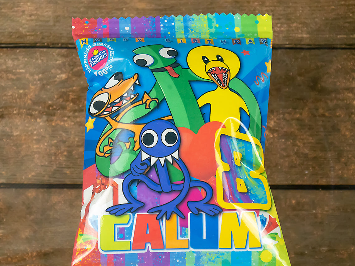 Rainbow Friends Party Snack Bags - Personalized Favors for Birthdays -Add a Rainbow Friends Twist to Your Celebration with Custom Snack Bags