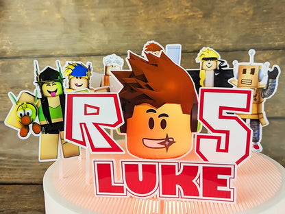 Set of 10 Personalized Roblox Cake Toppers with Name and Age - A Must-Have for Your Roblox-Themed Celebration