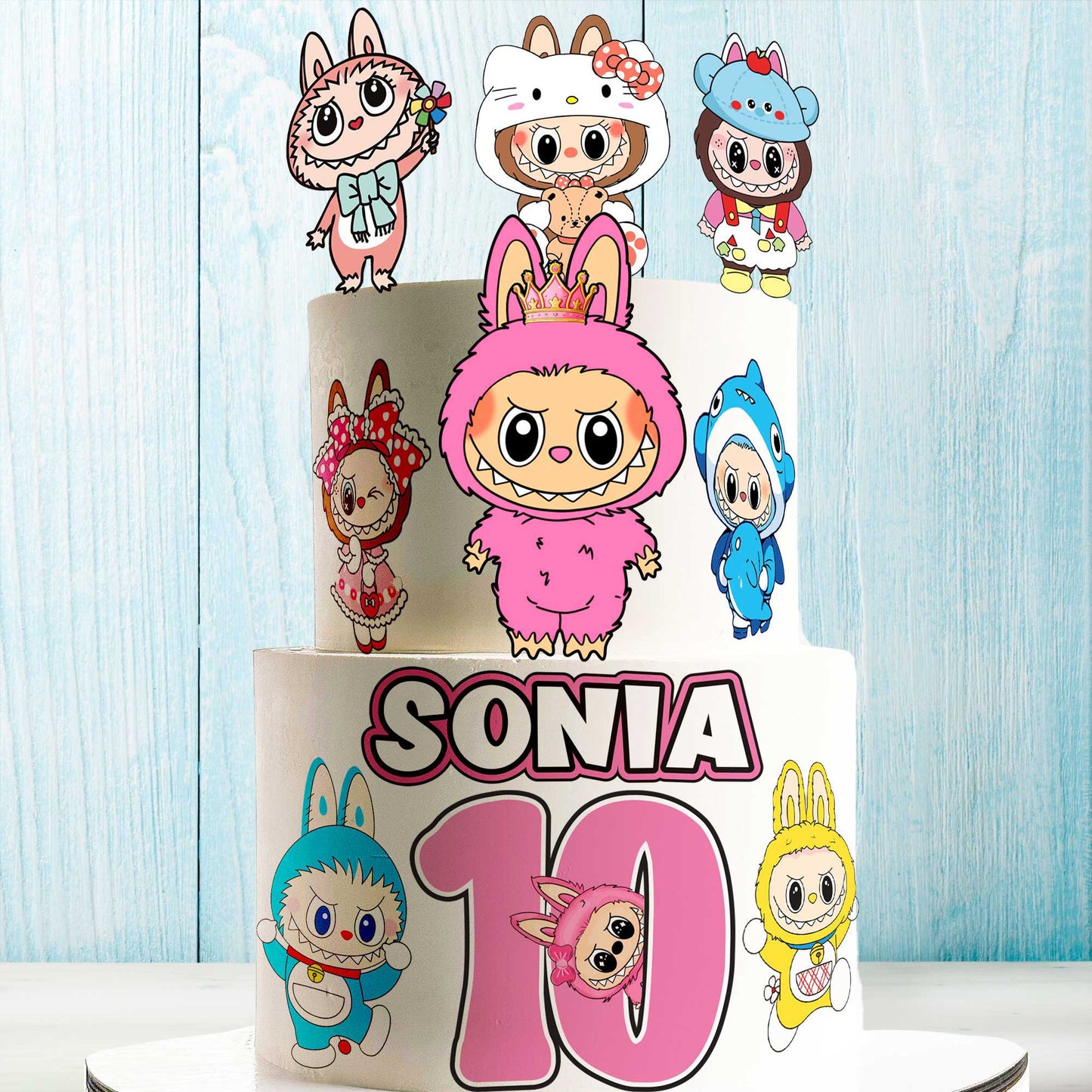 Set of 11 Labubu Cake Toppers β Edible, Precut on Wafer Paper, Sugar Sheet, or Uncut Chocotransfer