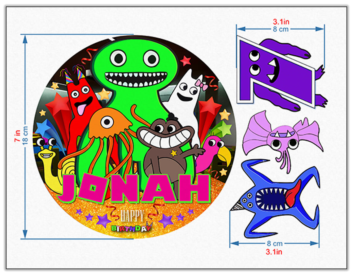 Set of 4 Garten of Banban Edible Cake Toppers - Precut on Wafer Paper, Sugar Sheet, or without cutting Chocotransfer