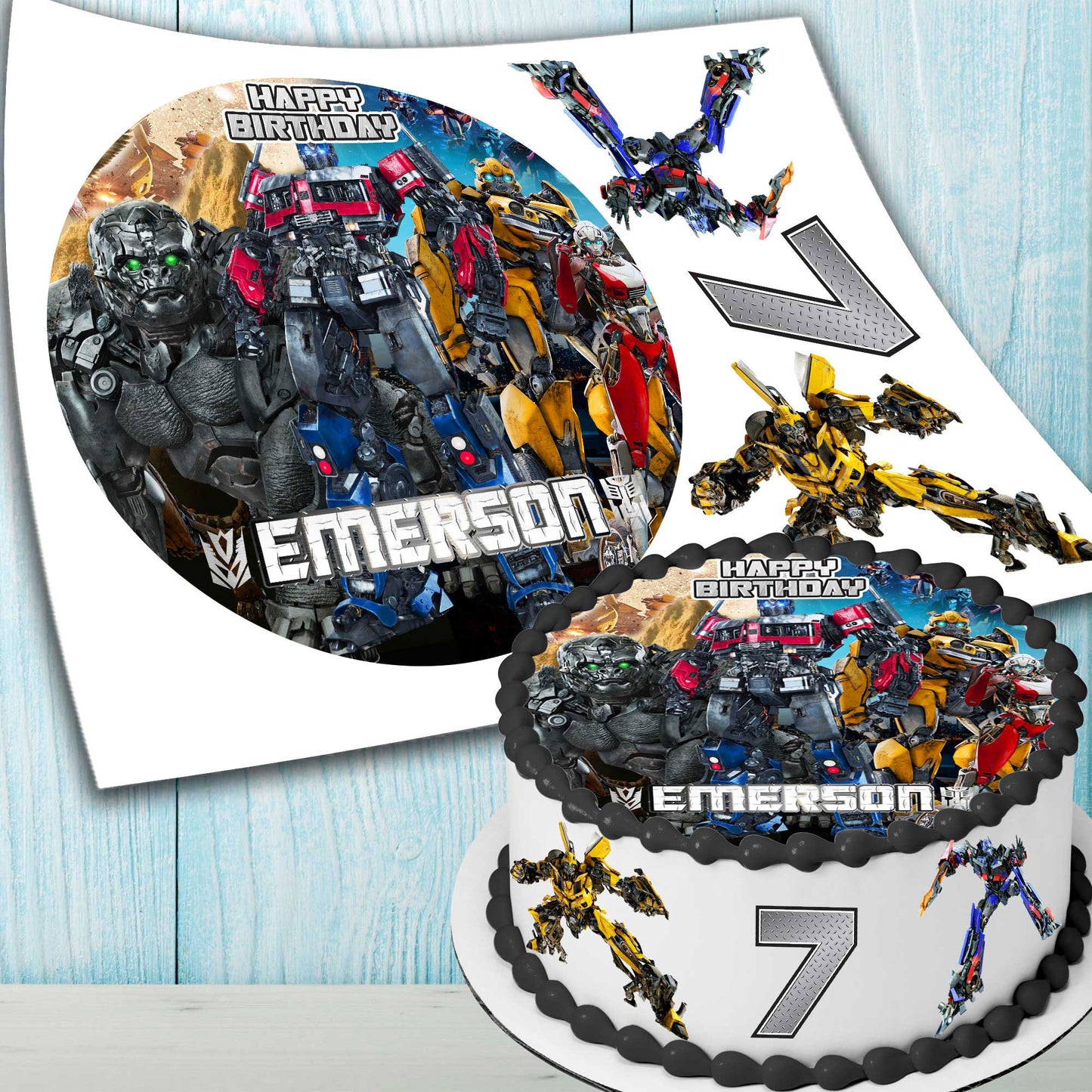 Set of 4 Transformers Edible Cake Toppers - Precut on Wafer Paper, Sugar Sheet, or without cutting Chocotransfer
