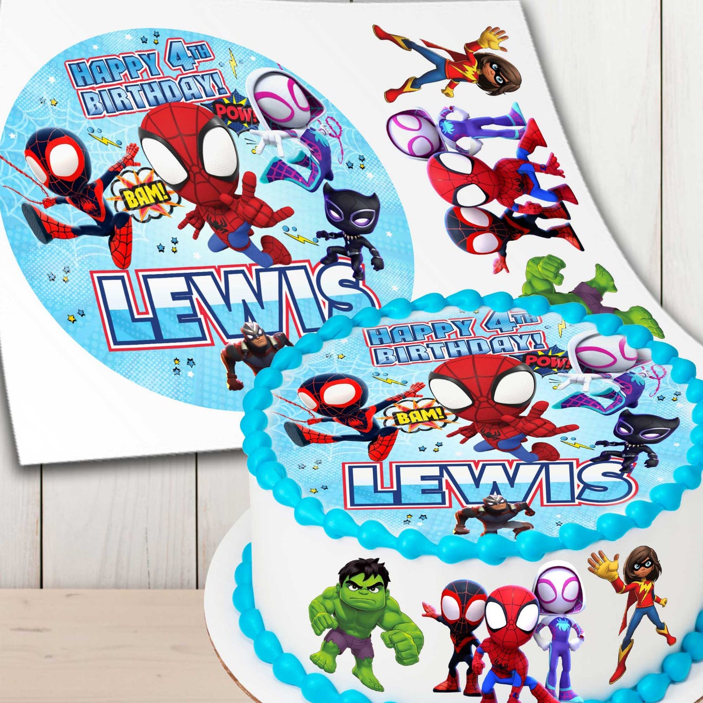 Spidey Cake Toppers – Set of 4 Precut Edible Images for Superhero Birthday Party