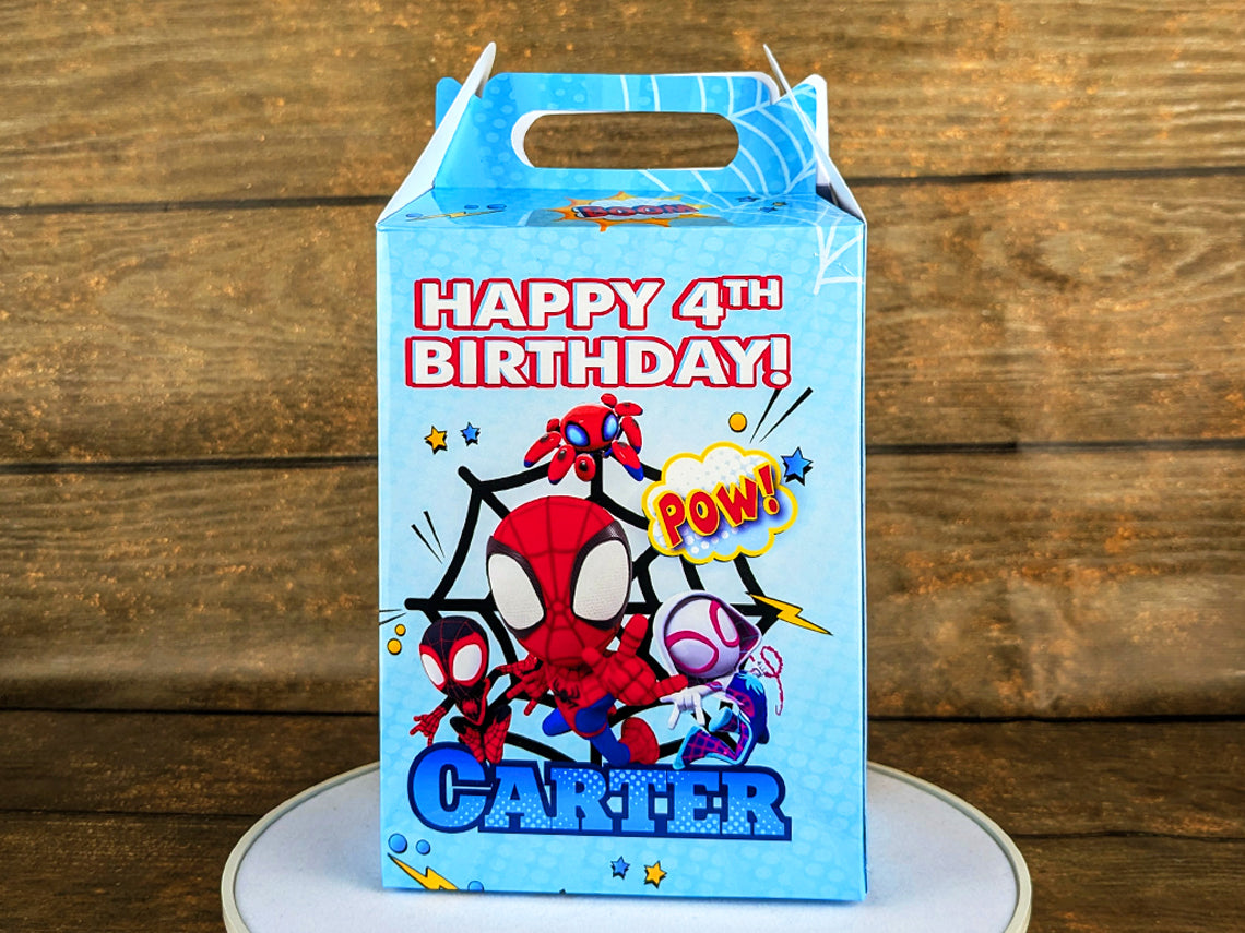 Spidey Themed Gable Box: Personalized Meal Box for Burger & Fries Party Favors! Perfect for Birthdays, Weddings, and More!