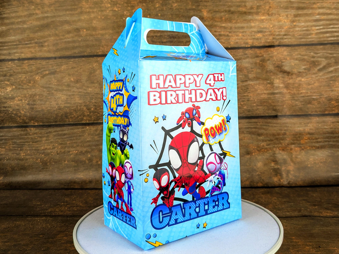 Spidey Themed Gable Box: Personalized Meal Box for Burger & Fries Party Favors! Perfect for Birthdays, Weddings, and More!
