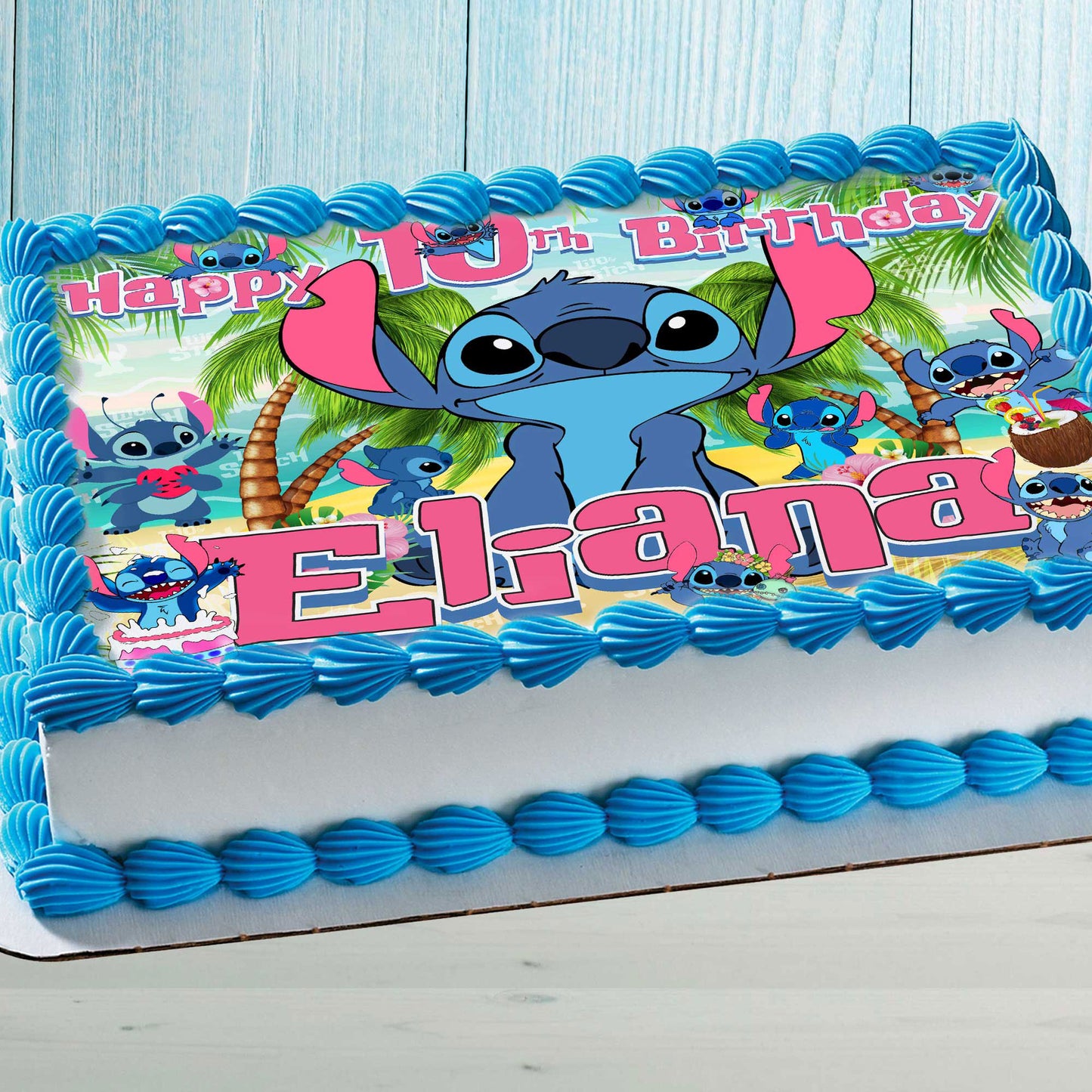 Stitch Birthday Cake Topper β Edible Image for Kids Party β Blue Alien Theme β Wafer, Sugar Sheet, Chocotransfer