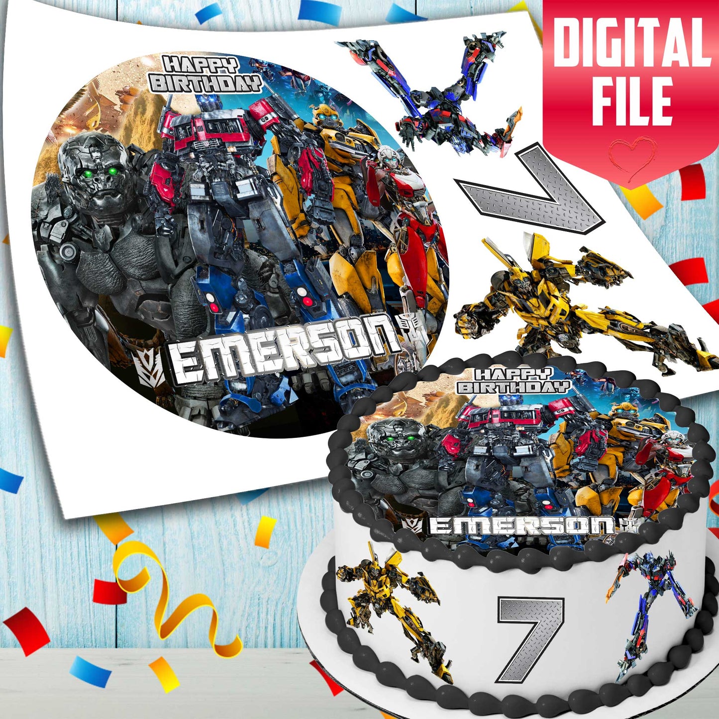 Set of 4 Transformers Edible Cake Toppers - Precut on Wafer Paper, Sugar Sheet, or without cutting Chocotransfer