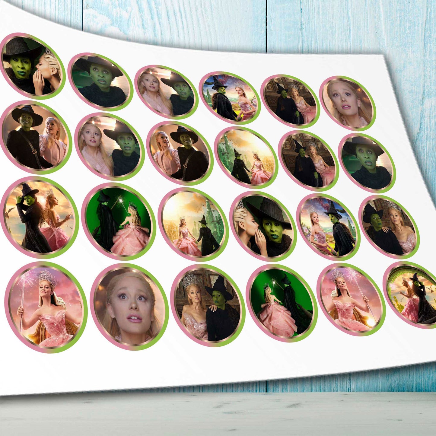 Wicked Edible Cupcake Toppers - 24 Pre-Cut Pieces on Wafer Paper, Sugar Sheet, or without cutting Chocotransfer
