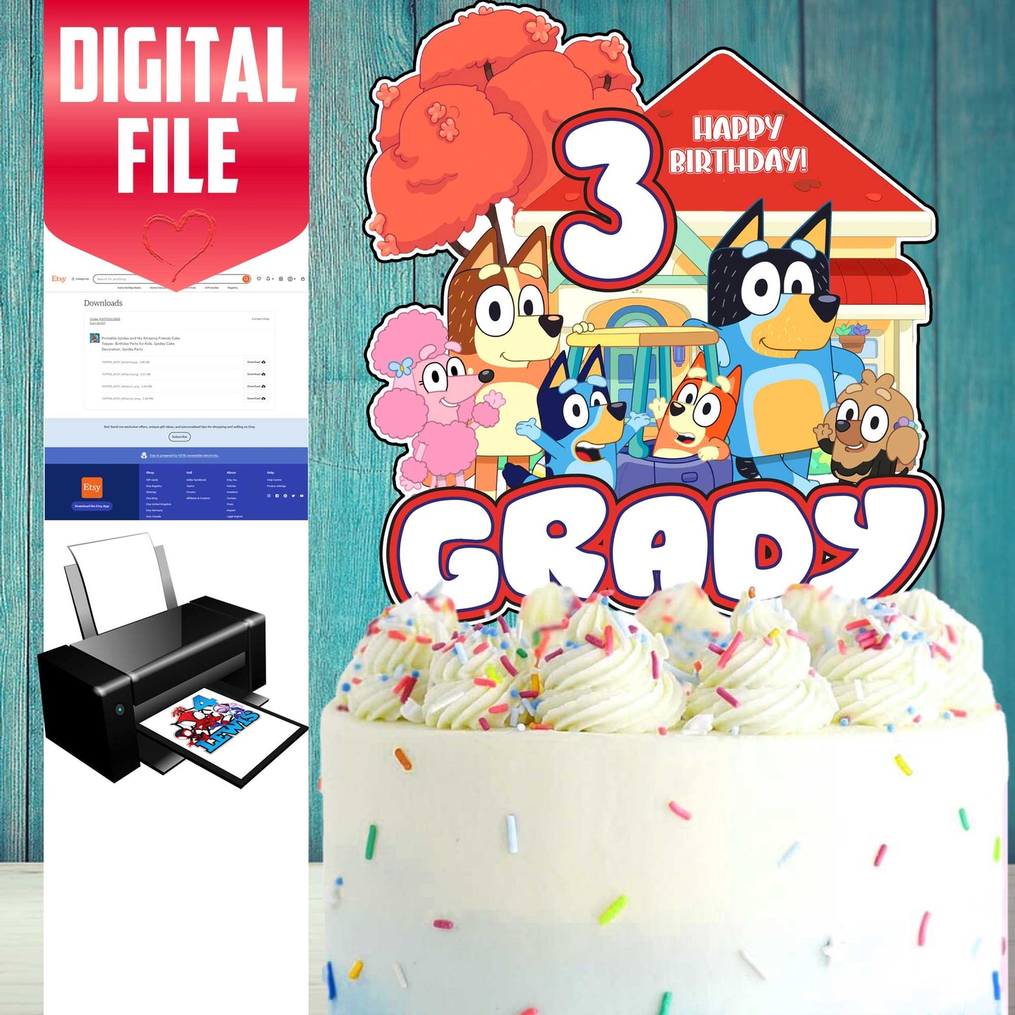 Custom Bluey Cake Topper β A Must-Have for Your Bluey Party!