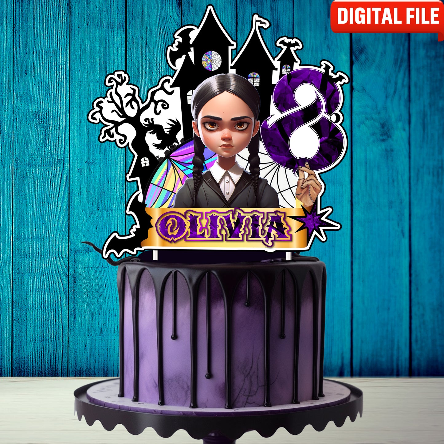 Personalised Wednesday Addams Cake Topper - The Perfect Addition to Your Wednesday Addams Themed Party!