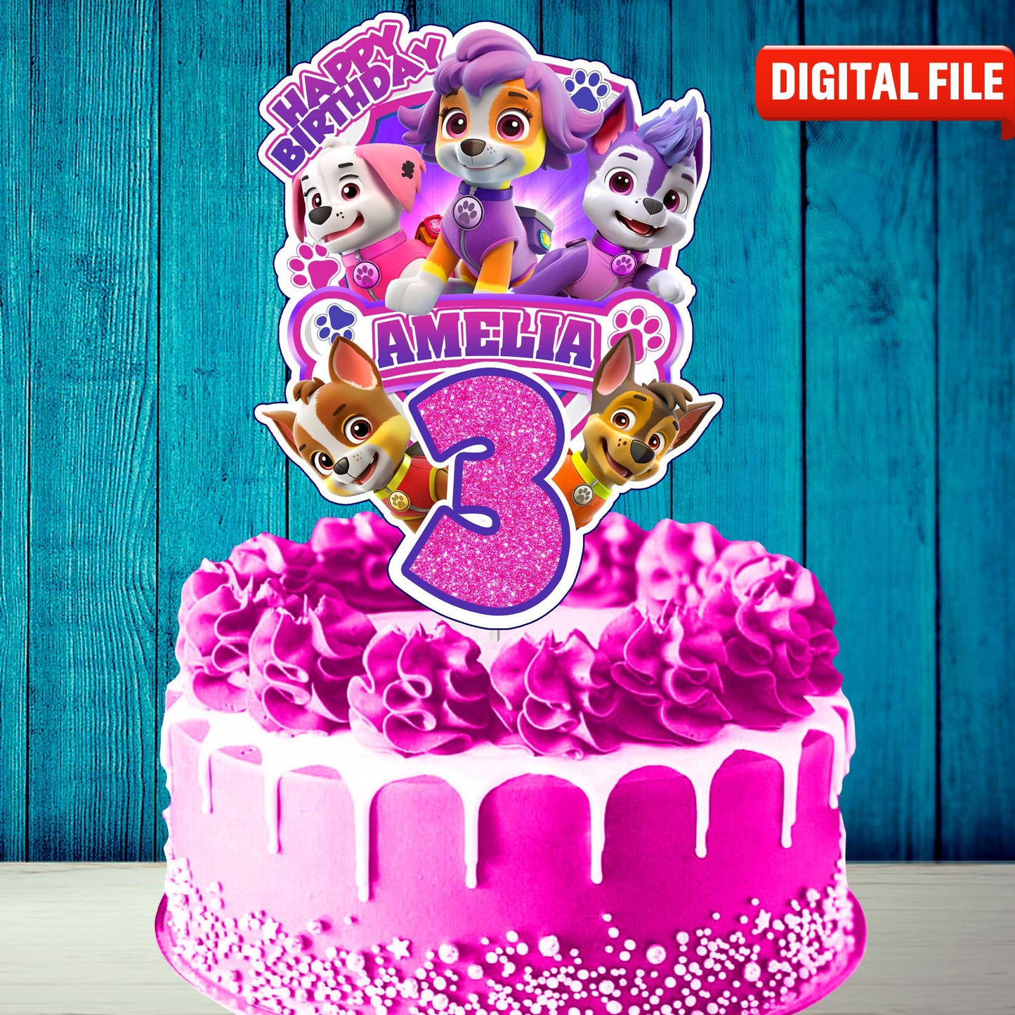 Personalised 3D Printed Puppies Cake Topper - Ideal for Puppies-Themed Birthdays and Parties!
