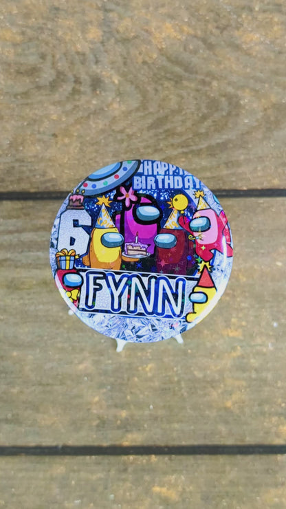 Personalized Among Us Crewmate Birthday Button Badge | Custom Among Us Birthday Badge | Personalized Crewmate Pin | Celebration Among Us Button Badge