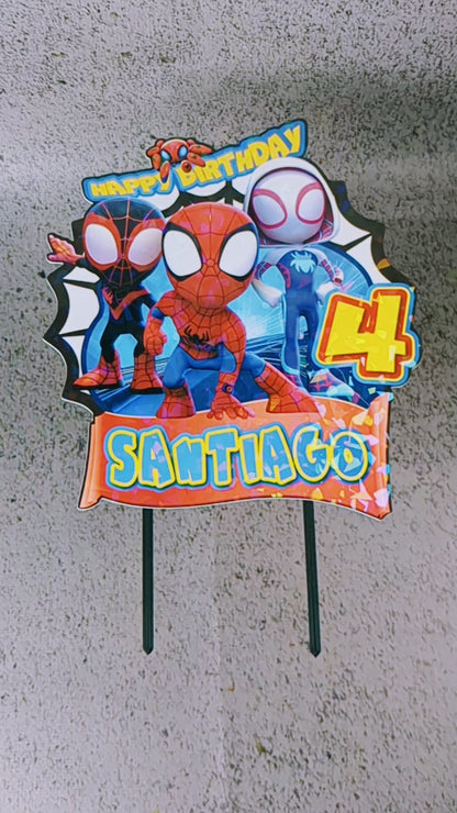Spidey Birthday Plastic Cake Topper,  Spidey Theme Party, personalized topper