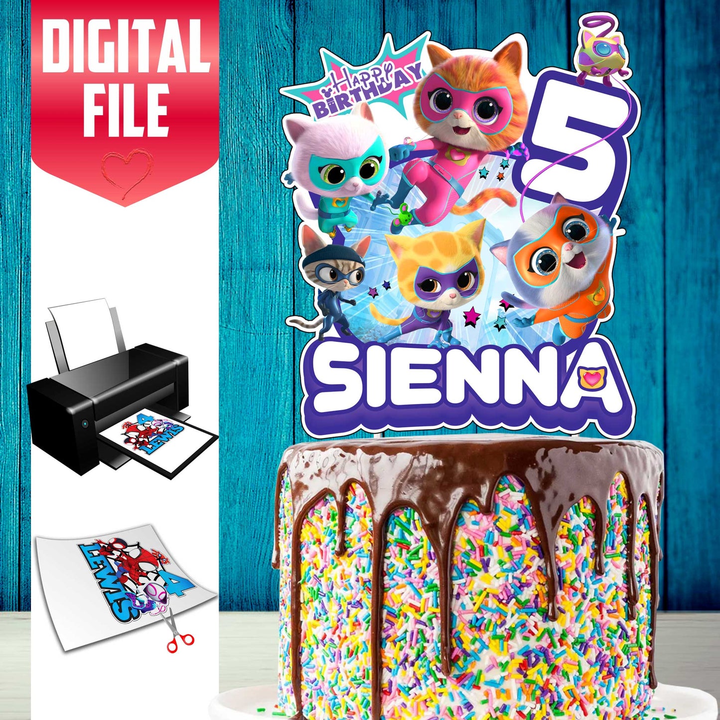 Personalisierter SuperKitties-Kuchenaufsatz – die perfekte Ergänzung für Ihre CatNap-Mottoparty!