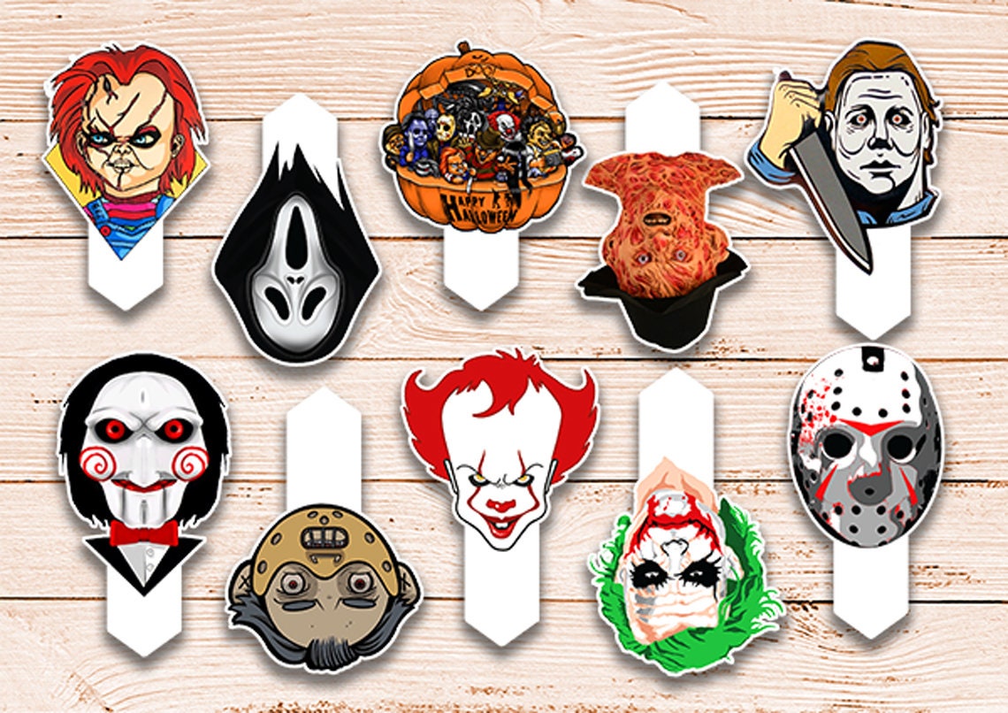 10 Halloween Edible Cupcake Toppers - Precut on Wafer Paper, Sugar Sheet, or without cutting Chocotransfer