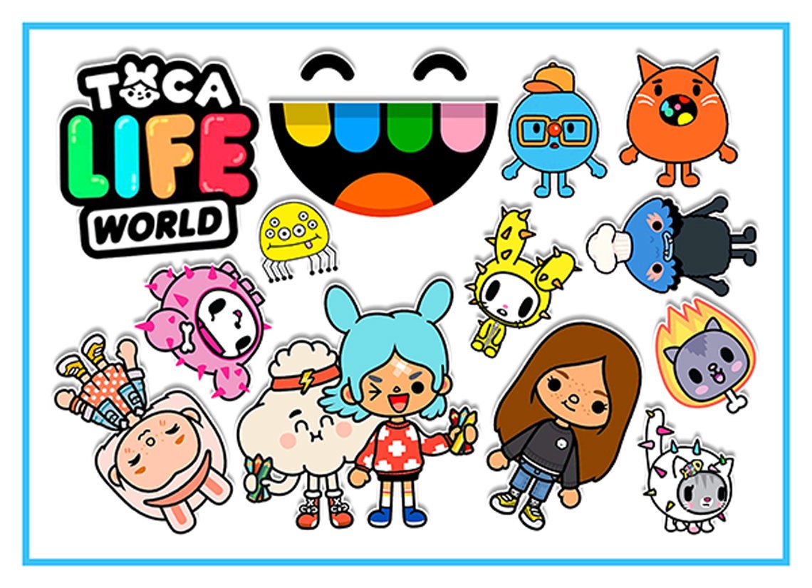 Toca Life Edible Cake Toppers - Precut on Wafer Paper, Sugar Sheet, or without cutting Chocotransfer (Set of 13)