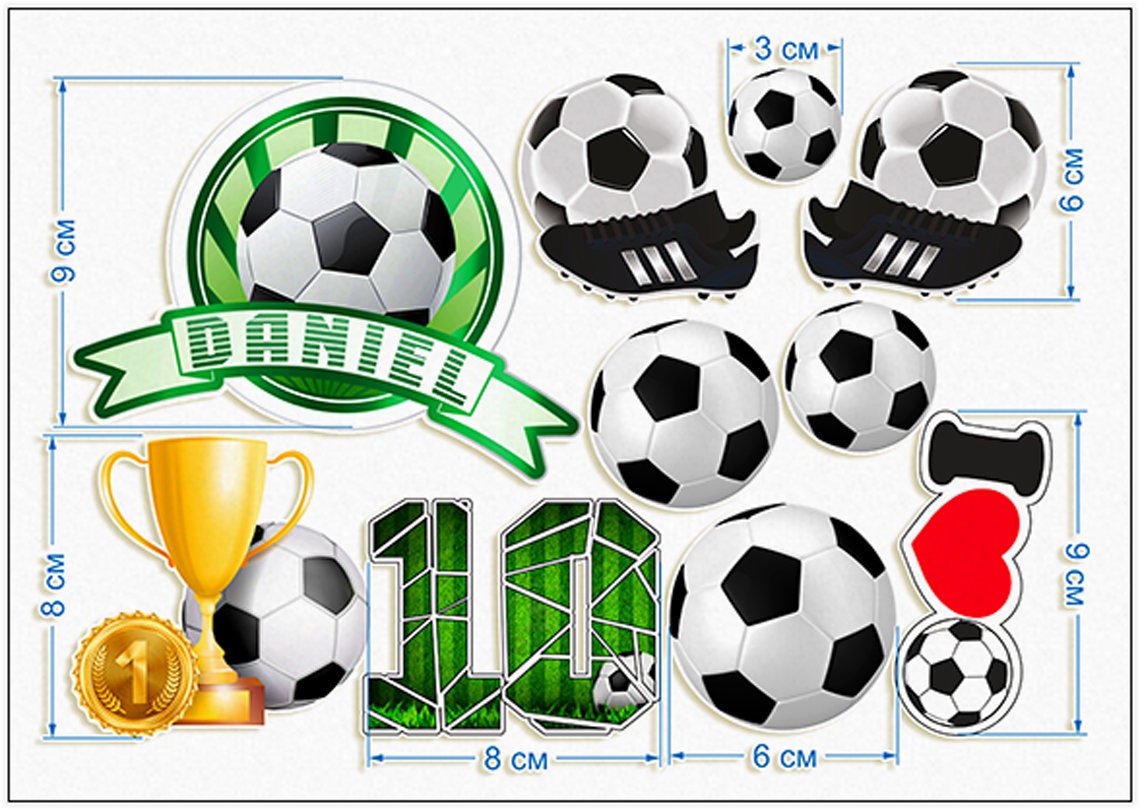 Pre-cut from Football print edible wafer paper, sugar sheet, 10 pcs. for cake