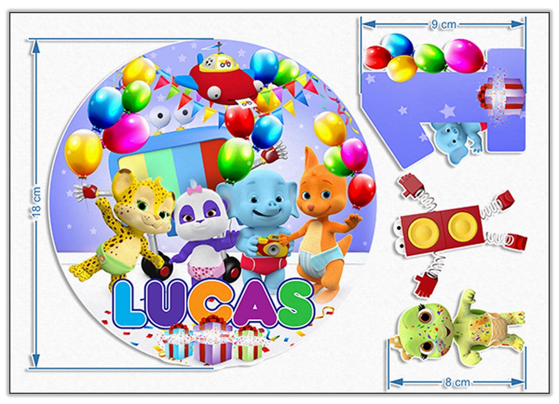 Set of 4 Word Party Edible Cake Toppers - Precut on Wafer Paper, Sugar Sheet, or without cutting Chocotransfer