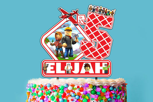 Roblox Geburtstags-Kuchenaufsatz aus Kunststoff, Roblox-Themenparty, personalisierter Kuchenaufsatz